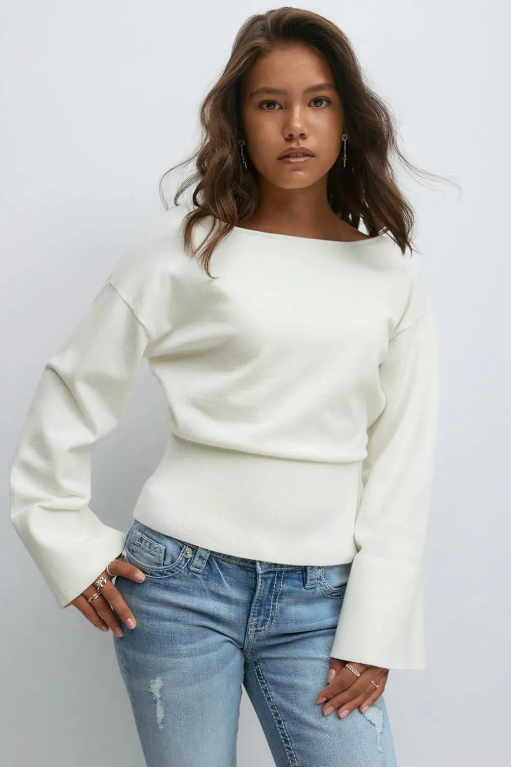 Y high rib knitted sweater