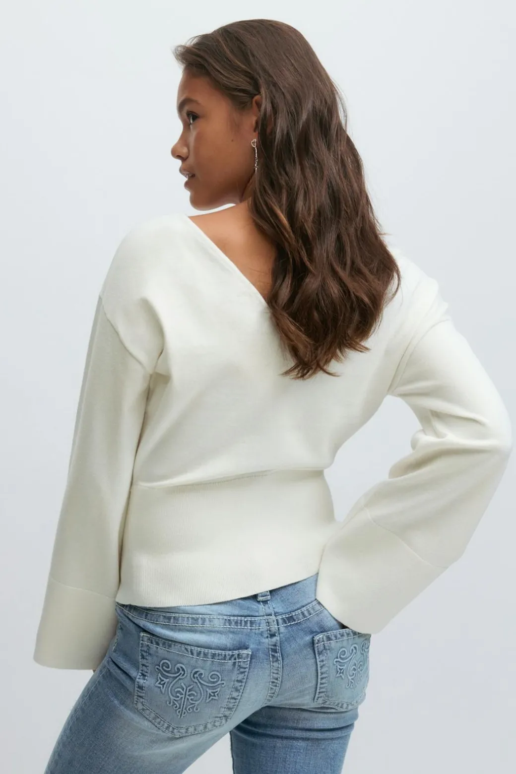 Y high rib knitted sweater