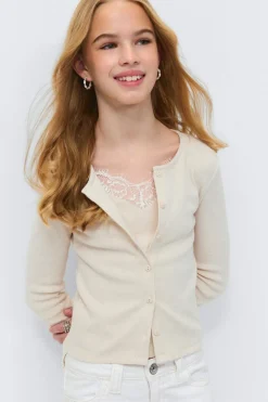 Y 2 in 1 lace rib cardigan