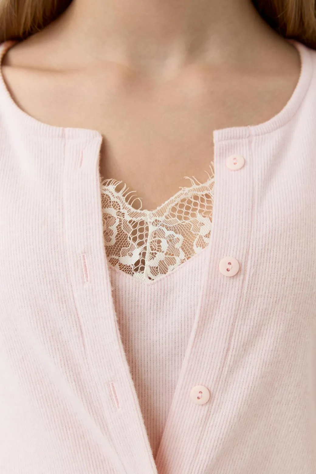 Y 2 in 1 lace rib cardigan
