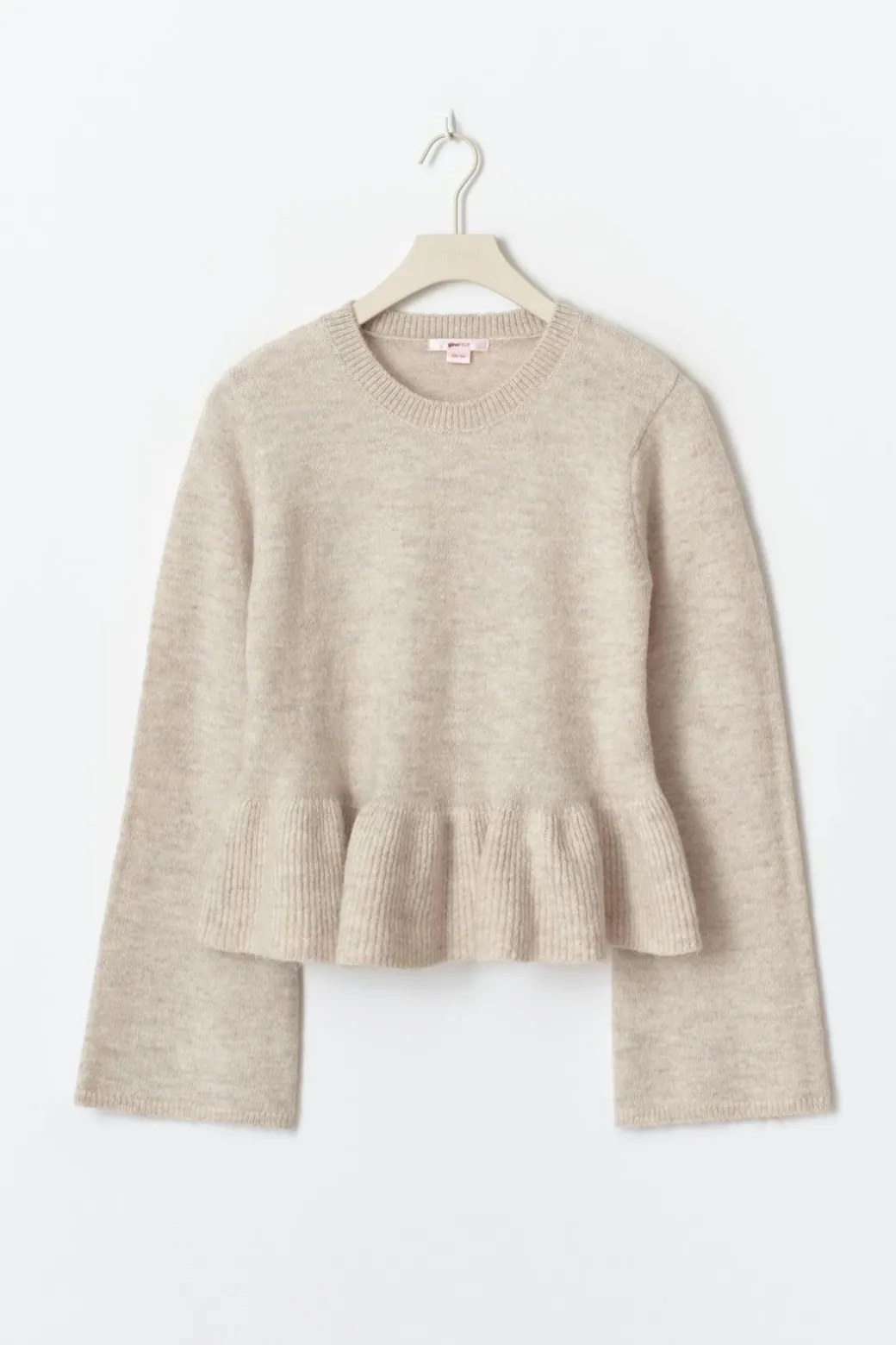 Y knitted peplum sweater