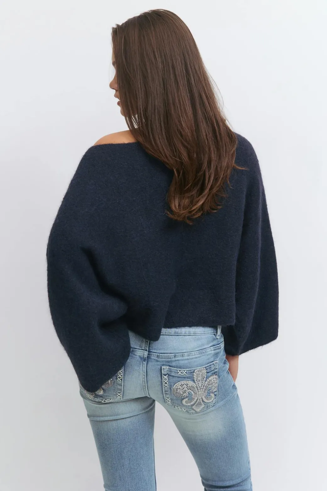 Y knitted poncho sweater