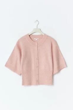 Y knitted short sleeve top