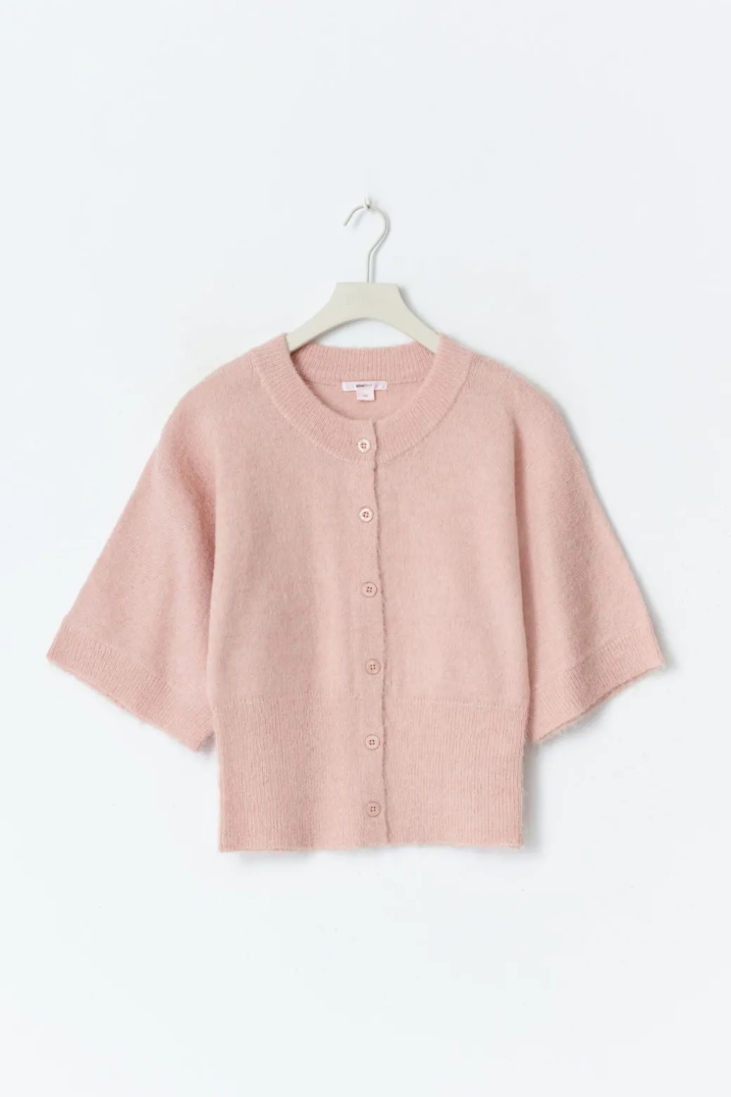 Y knitted short sleeve top