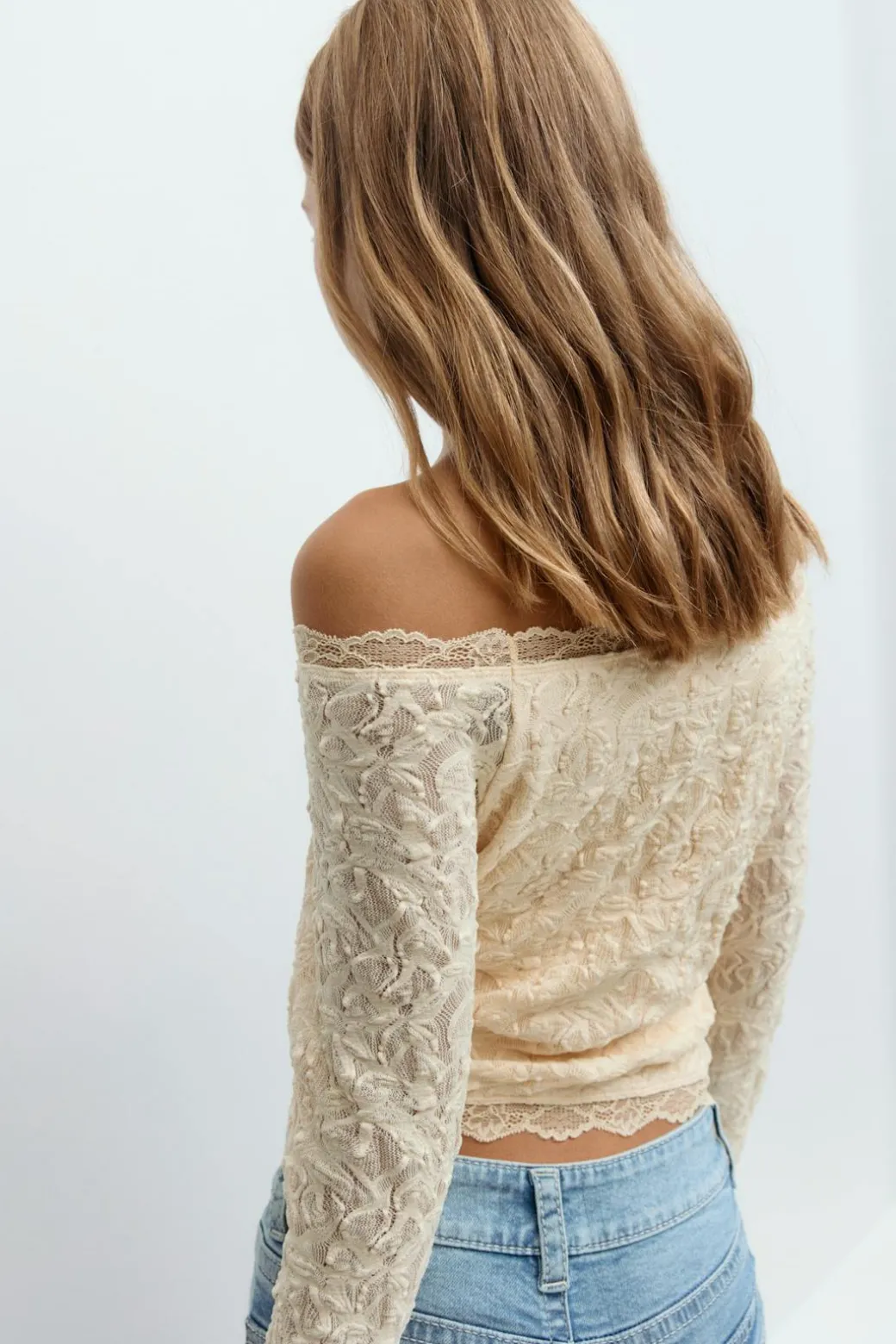 Y lace off shoulder top