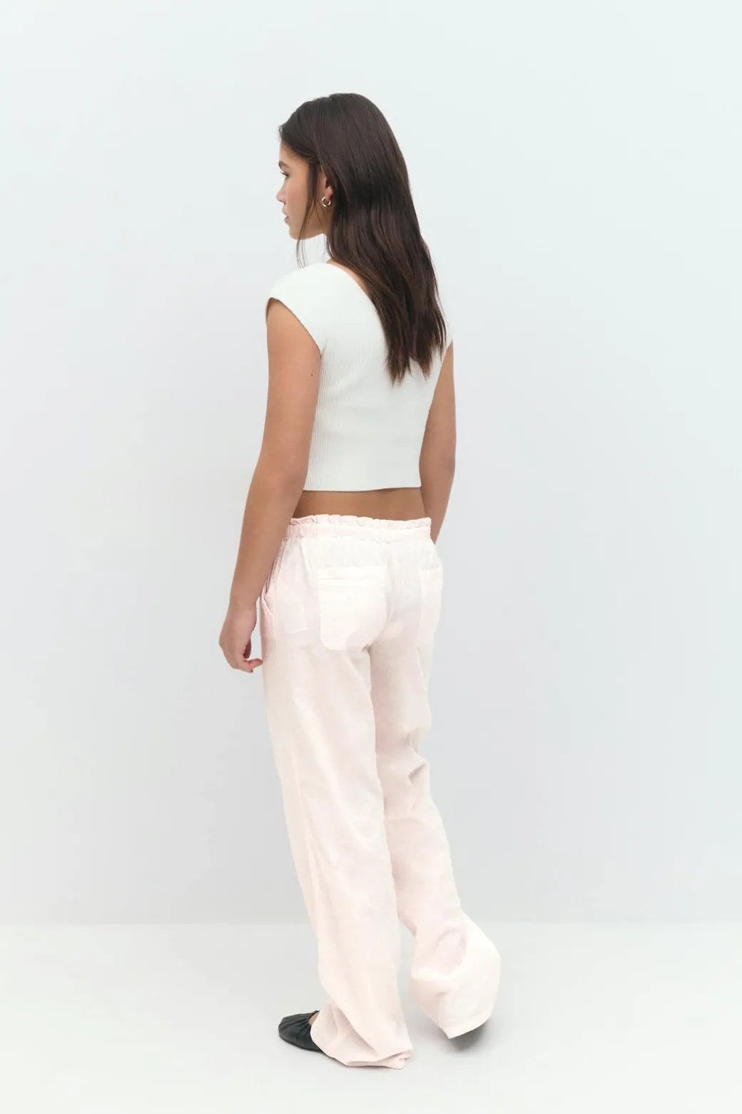 Y low linen blend trousers