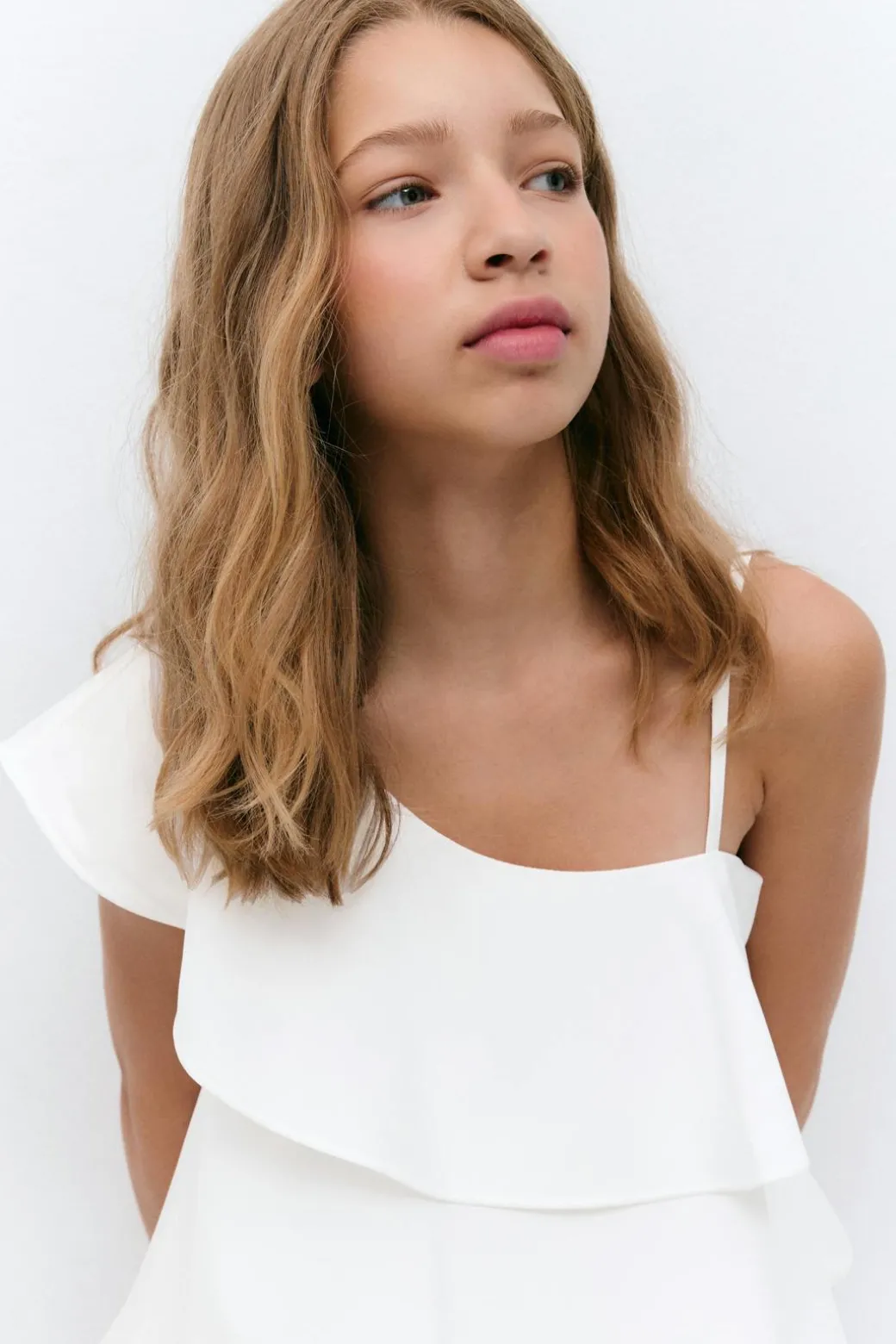 Y one shoulder frill dress
