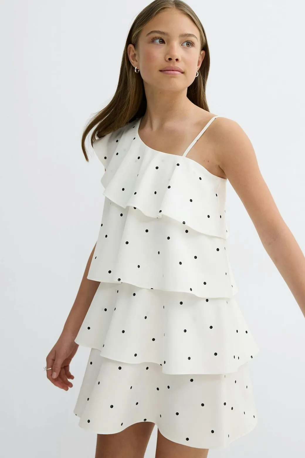 Y one shoulder frill dress