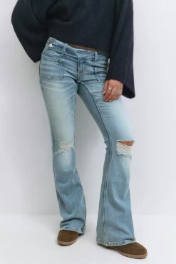 Y pleated flare jeans