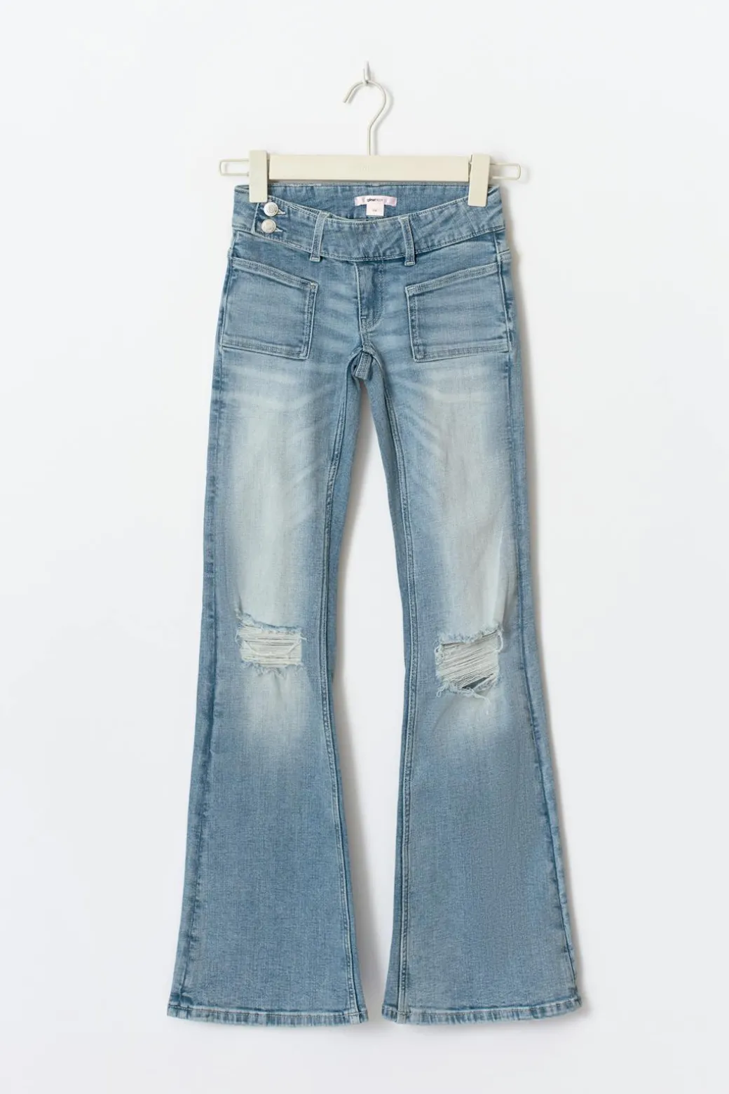 Y pleated flare jeans