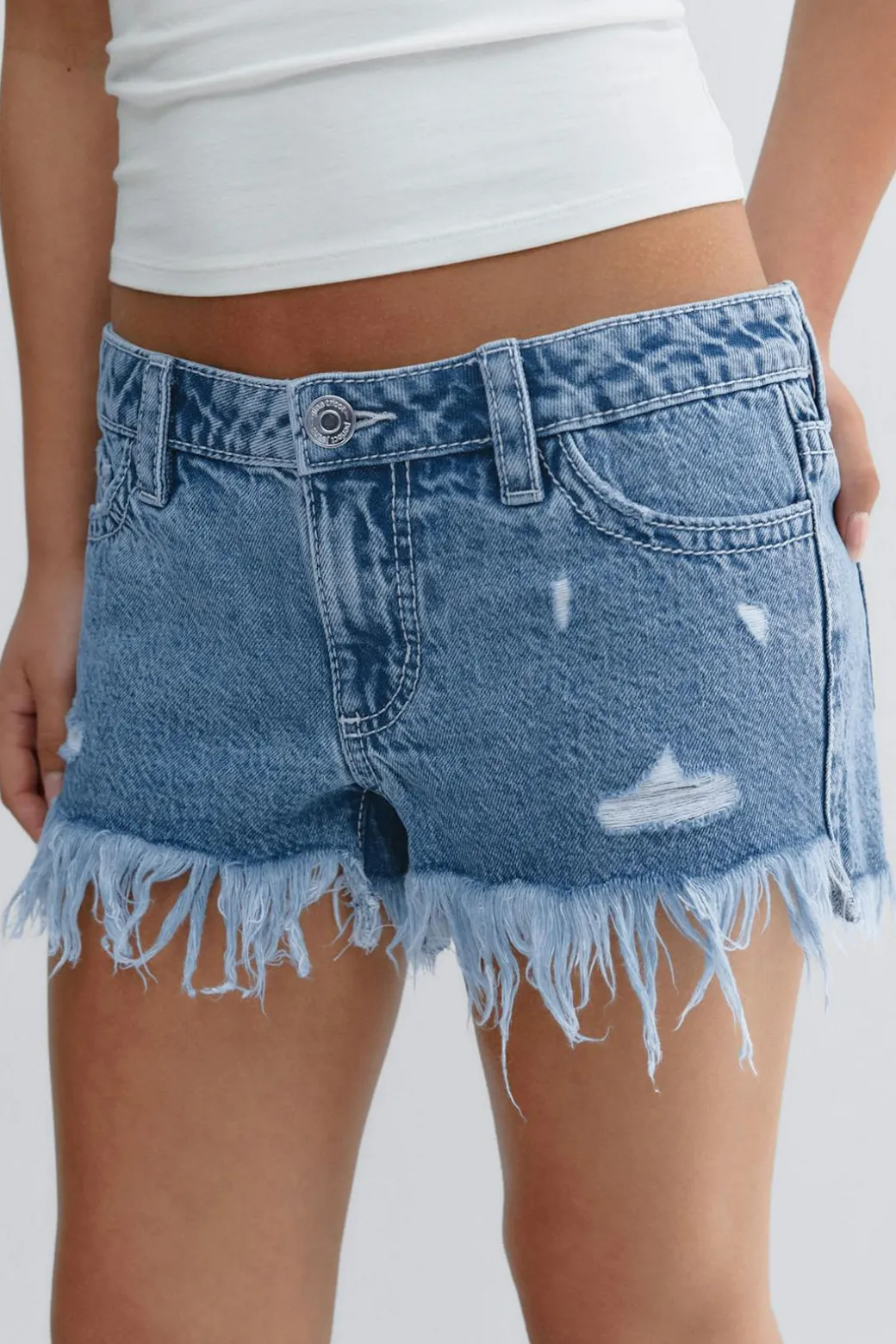 Y ripped g-low denim shorts