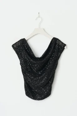 Y sequin off shoulder top