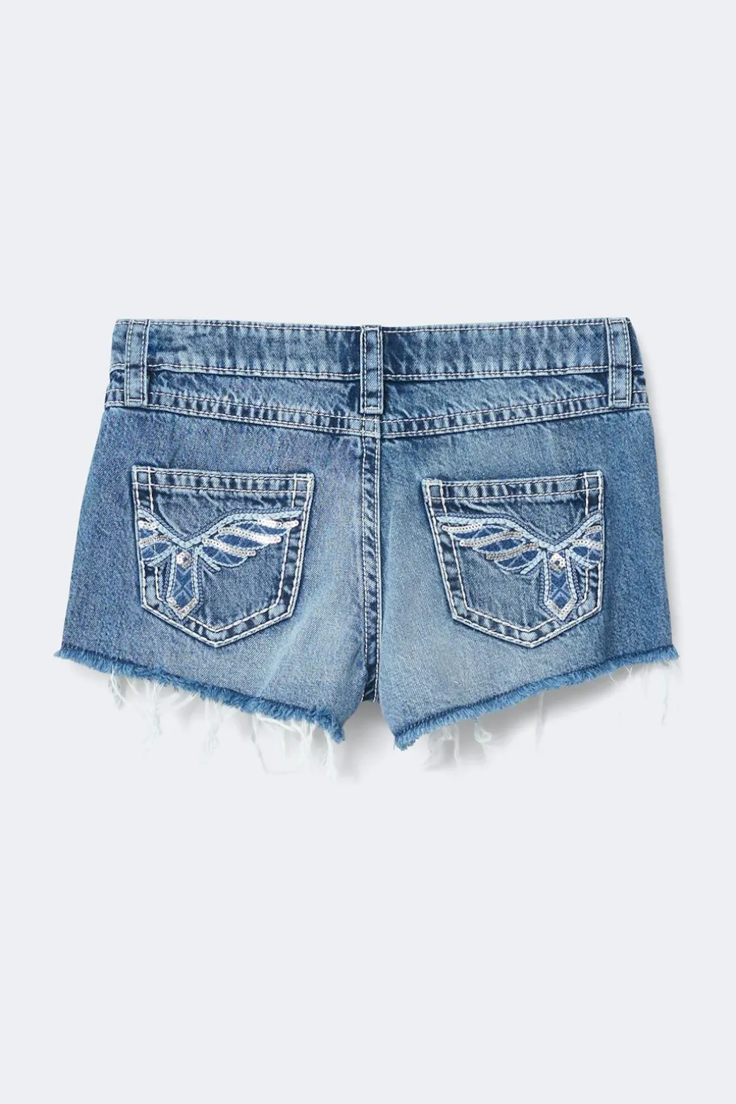 Y sparkle low denim shorts