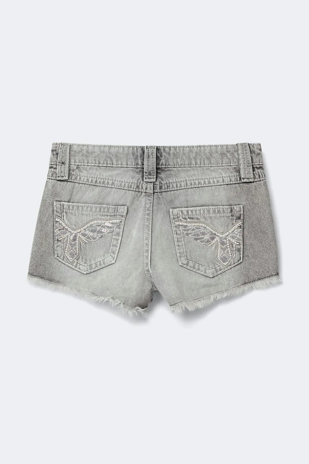 Y sparkle low denim shorts